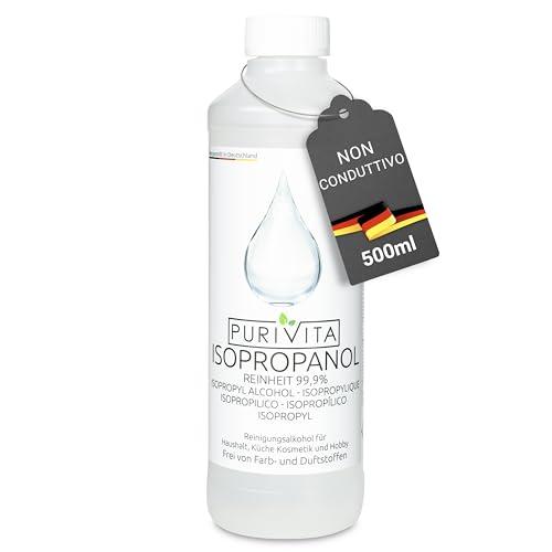 PURIVITA® Alcool Isoproilico 99,9% [500ML] - Alcol Isopropanolo - Isopropyl Alcohol Disinfettante - Alcool Denaturato Etilico - Isopropanol Detergente per Casa, l'industria & l'elettronica