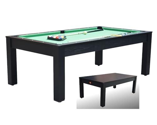 NG Biliardi Biliardo ARTEMIDES Nero - 214 cm - Tavolo Multifunzione Convertibile in Tavolo da Pranzo e Ping Pong, Design Moderno con Regolatori di Livello, Facile Montaggio