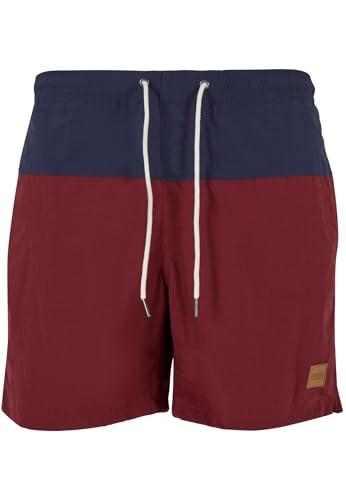 Urban Classics Block Swim Shorts, Pantaloncini da Bagno, Uomo, Nvy/Burgundy, XXL