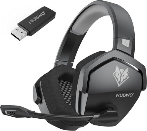 NUBWO G06 Cuffie Gaming Wireless per PC/Ps5/Ps4/NS/Mobile, 2,4GHz+5.3 Bluetooth,Cuffie Wireless con Microfono 7.1 Qualità Audio Senza Perdita di Bassa Latenza,Durata di Oltre 100+ Ore -Grigio