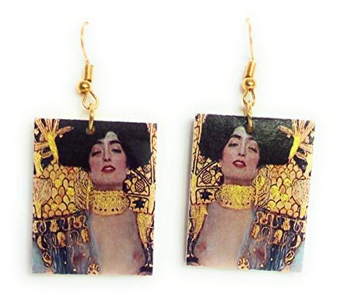 Orecchini realizzati a mano - idea regalo per donna e ragazza - decoupage - - Giuditta particolare