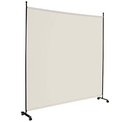 COSTWAY Separé Divisorio Singolo 184 x 184 CM, Paravento da Interno ed Esterno con Ruote Bloccabili, Pannello Divisorio per Ambienti Interni Portatile da Soggiorno Camera da Letto e Ufficio (Bianco)