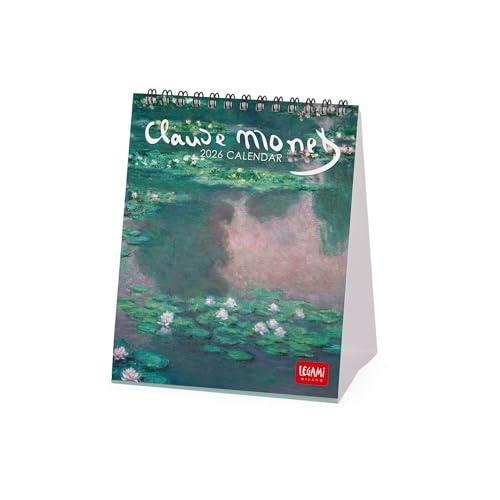 Legami - Calendario da Tavolo 2026, Claude Monet, Calendario da Scrivania, 12 Mesi e Planner Annuale, in 6 Lingue, Segni zodiacali, Festività internazionali, 12 x 14.5 cm