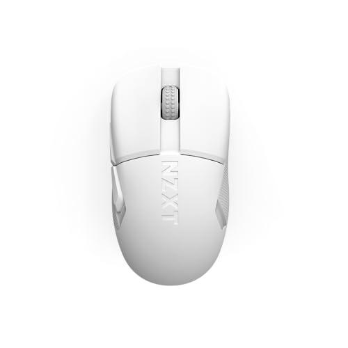 NZXT Lift Elite Wireless Gaming Mouse – Ultra leggero 57 g – 4K/8K Polling Rates, Switch ottici, Sensore ottico 26K DPI – Lunga durata della batteria – Grip laterali in gomma – Bianco
