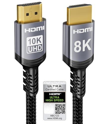 Sniokco 10K 8K Cavo HDMI 2.1 48Gbps 1 Metri, Certificato Ultra Alta Velocità Cavi HDMI® 0.01ms 4K 240Hz 165Hz 120Hz 8K 60Hz eARC Netflix HDCP 2.3 2.2 DTS:X HDR10+ TV Monitor Proiettore PS5 X-box