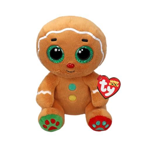 Ty Beanie Boos - Nutmeg l'Omino di Pan di Zenzero con Occhi Verdi Grandi e Glitter, il Peluche con gli Occhi Grandi Scintillanti - Speciale Natale - 15 Cm - T37353