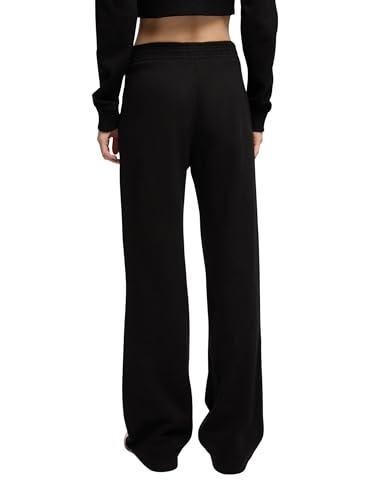 TERRANOVA Pantaloni Tuta Donna Wide Leg in Felpa Pesante, Tinta Unita, Elastico in Vita e Tasche Laterali – Nero – M