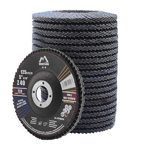 Merryland Dischi Lamellari 125 Ferro Metallo per Smerigliatrice Angolare, 125mm Grana 40 T29 Disco Lamellare 20 Pezzi, Corindone Zirconio Blu Acciaio INOX Dischi Abrasivi, Craft-Line FC1108214-20