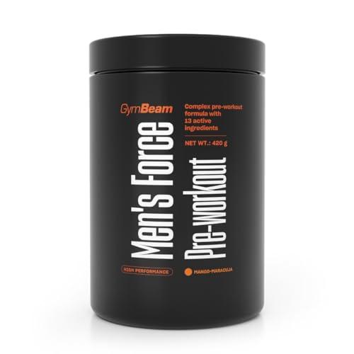 GymBeam Men's Force Pre-Workout - Con Creatina Monoidrato, L-Arginina, Sinefrina e 13 Ingredienti Funzionali - Energia, Resistenza e Focus - Con Maca e Tribulus - Vegan (420 g, Mango - Maracuja)
