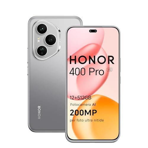 HONOR 400 Pro Smartphone 5G 12GB RAM 512GB ROM, 200MP Ultra-clear AI Camera, AMOLED da 6.7 pollici display Eye Comfort Cellulare con Snapdragon 8 Gen 3, Dual SIM NFC, 5300 mAh, Lunar Grey
