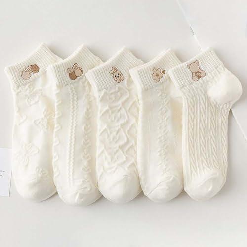 10 paia di calzini casual da donna alla caviglia traspiranti con motivo a maglia con stampa carina, 10 paia, multicolore, taglia unica