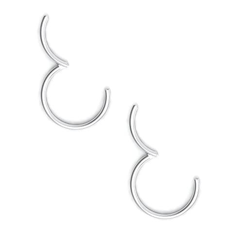 Body CAC 2 Pezzi-0.8mm×6mm Sottili Naso Orecchini Acciaio Cerchietti Chirurgici, Piercing Naso Anello Ipoallergenico Finto Nostril Trago per Donne Argento