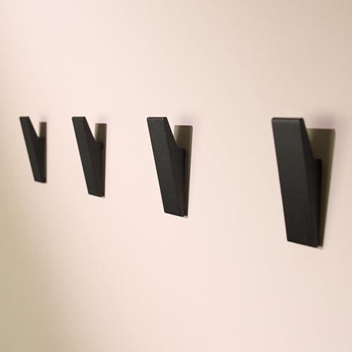Design Amburgo Ganci adesivi forte | Appendi accappatoio bagno | Porta asciugamani bagno adesivo | Appendini bagno e ganci cucina | Design Moderno | 4 Pezzi | Appendi asciugamani bagno nero