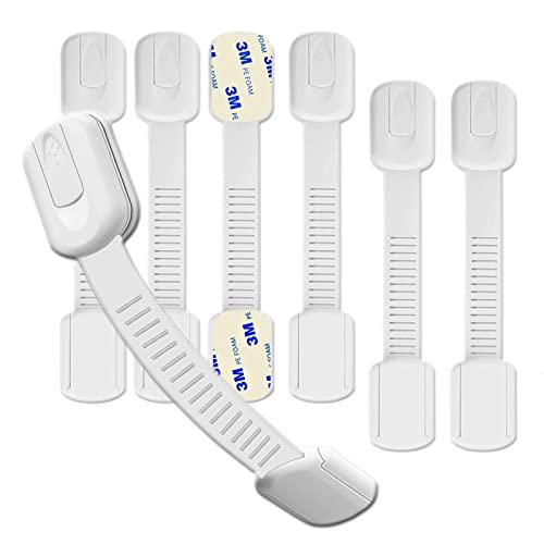 Hion 6 Pezzi Sicurezza Cassetti Bambini, Bambini Chiusure Sicurezza per Armadietto,Cassetto,Armadio,Frigorifero, Blocca Cassetti per bambini con 3M Adesivo Nessun Trapano Necessarioc - Bianca