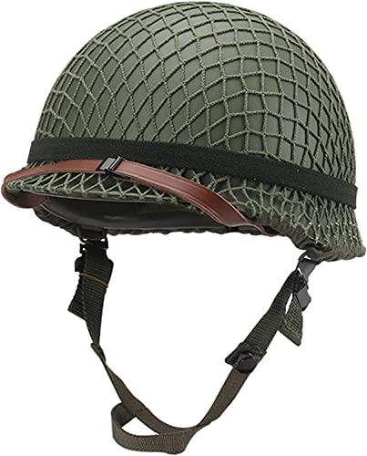 Aifordge WWII US Army M2 replica casco con rete/tela sottogola pittura fai da te (verde)