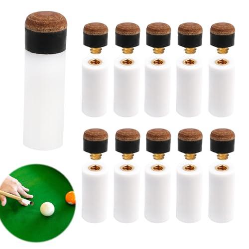 10 Pezzi Punte di Ricambio per Stecche da Biliardo, Puntali da Biliardo da 10mm e Ghiere in Plastica, Puntali Rigidi per Stecche da Biliardo, Accessori per il Controllo del Gioco, Facili da Installare