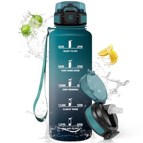 HoneyHolly Borraccia, 1.5L Borraccia Acqua, Water Bottle Motivazionale con Cannuccia, Borracce Palestra, A Prova di Perdita, Bottiglia Acqua per Scuola, Palestra, Campeggio, Ciclismo, Yoga