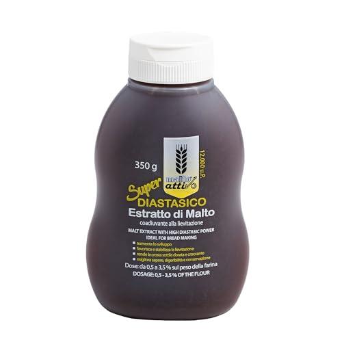 Malto Attivo, Super Diastasico 350g, Estratto di Malto ad Elevato Potere Diastasico, Malto d’Orzo e Mais Ideale per Panificazione, 12.000 Unità Pollak, Made In Italy.