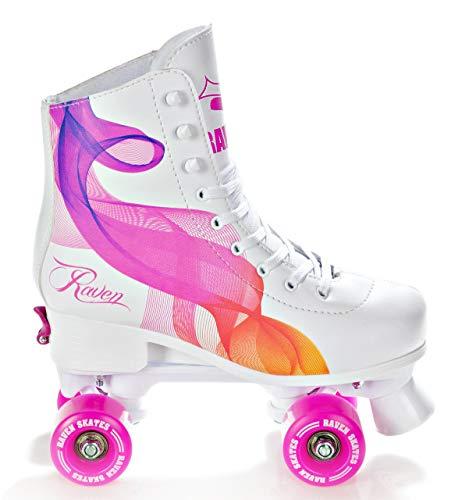 RAVEN Pattini a rotelle Roller Skates per bambini, adulti, ragazze e donne regolabili (Serena Orange/Pink, 35-38 (22,5-24cm))