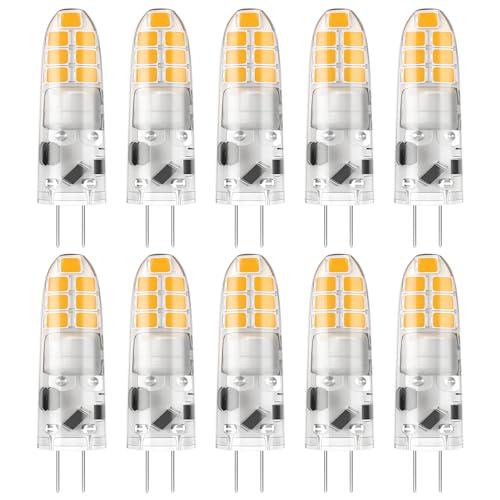 DiCUNO Lampadina LED G4, 2W equivalente alogeno 20W, 200LM, Bianco caldo 3000K, 12V, Non dimmerabile, Lampadina piccola a risparmio energetico per cappe/lampadari, 10 Pezzi