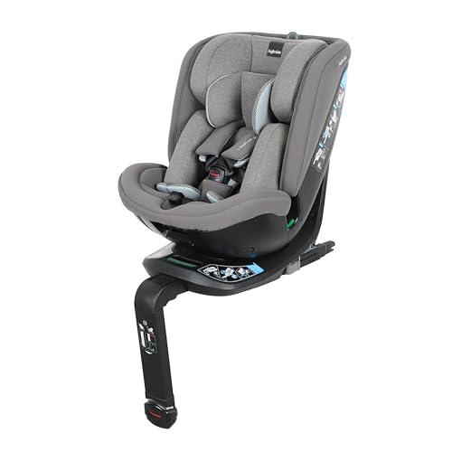 Inglesina Halley Pro, Grey, Seggiolino Auto Rotante 360° ISOFIX, da 0 a 12 Anni (40-150 cm), Reclinabile e Traspirante, Omologato ECE R129/03