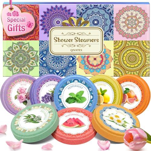 Qivatex Bombe da Doccia Regalo Donna Idee Bombe da bagno Con Oli Essenziali Naturali Relax e Benessere, Festa Della Mamma, Regalo Donna, Uomo, Amica, Compleanno Regali di Pasqua 2025 (8 profumi)