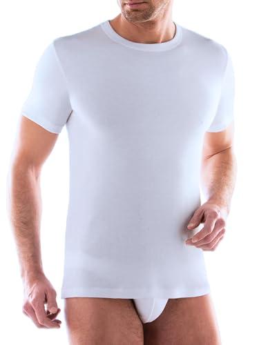 Liabel 2 Maglie Termiche 100% Caldo Cotone Interlock Uomo - Nuova Maglia in Thermocotton Soffice e Vaporosa - Intima Cotone Bianche o Nere S-XXL (M, Bianco - Girocollo)