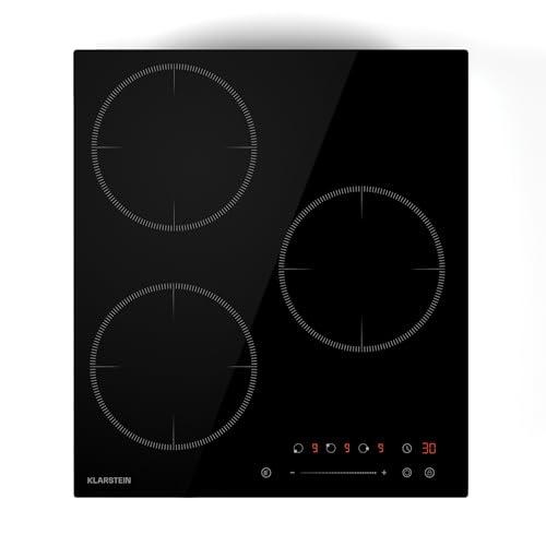 Klarstein Delicatessa Piastra Induzione - 3 Zone Fornello Induzione da Incasso, 6600W con Booster, Controllo touch a scorrimento, Timer & Blocco Bambini, Vetroceramica Nera, Design Compatto 45cm