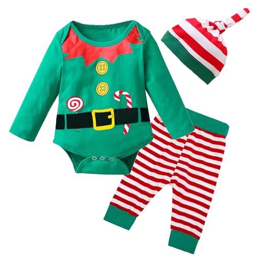 Hifot Vestito Elfo Bambino il Mio Primo Natale Pagliaccetto Neonato Pantaloni Costume Elfo Tutine Neonato 0-18 Mesi Regalo Natale