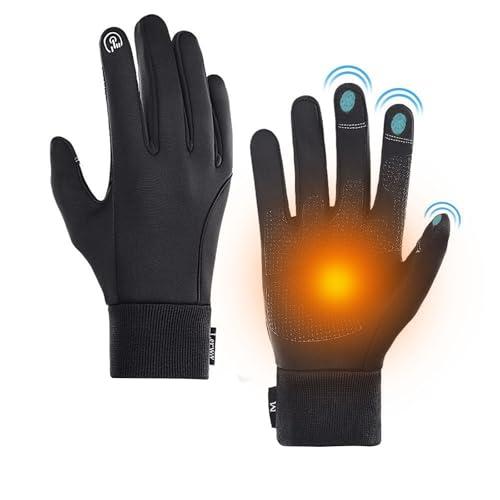 LERWAY Guanti invernali caldi con touch screen neri per uomo donna guanti antiscivolo antivento guanti per sport corsa guida mountain bike arrampicata escursionismo resistente all'acqua (nero-S)