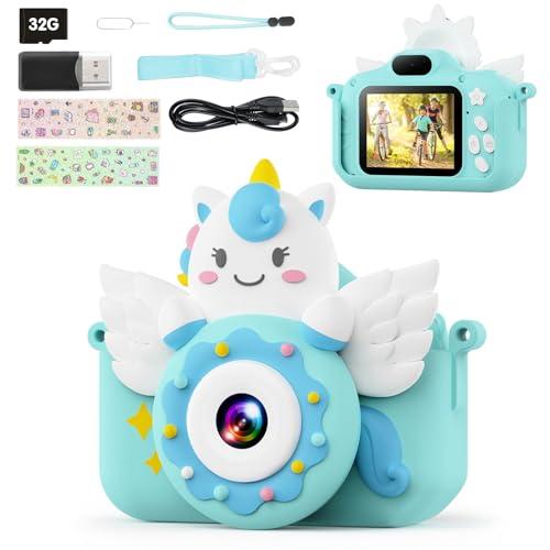 TIATUA Macchina Fotografica Bambini, 1080p per bambini, Ricaricabile Fotocamera Digitale Bambina con Scheda SD 32 GB & 2.0 Pollici Schermo, Regalo Giocattolo di Natale &Compleanno per Ragazze 3-10 Anni
