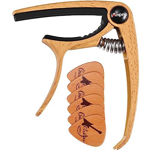 Anpro Capotasto Chitarra Classica con 6 Plettri Chitarra per Acustica E Elettrica Chitarra,Ukulele,Violino, Mandolino eBanjo