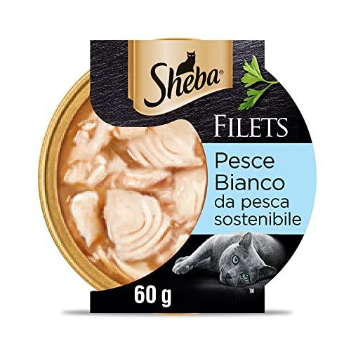 Sheba Filets Cibo Umido per gatti al gusto di Pesce Bianco, 32 vaschette da 60g ognuna, Totale 1920g