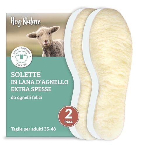 Hey Nature 2 paia di solette in lana d’agnello, solette riscaldanti extra spesse in lana per l’inverno. Suolette riscaldate naturali più efficaci delle solette termiche. Solette scarpe ritagliabili