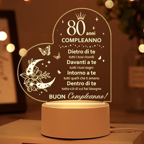 Vetbuosa 80 Anni, Compleanno, Luce Notturna, Idee Regalo Compleanno Mama, Papa, Nonna