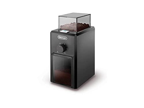 De'Longhi KG79 Macinacaffè elettrico, Macinacaffè professionale a Pressione con 16 Livelli di Macinatura, Pulsanti soft touch, Fino a 12 tazze, Dispositivo di sicurezza, Nero