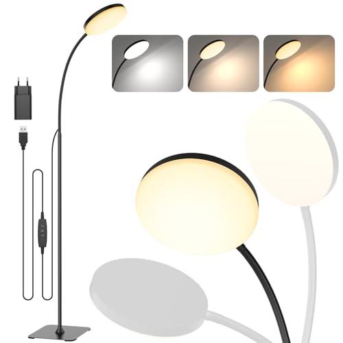 Mojimdo 160LED Lampada da terra [3 colori e 10 luminosità] Lampada da lettura LED sottile da terra, luce a collo d'oca flessibile regolabile e dimmerabile per camera da letto per bambini, ufficio