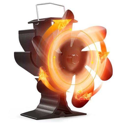 Signstek Ventilatore per stufa, ventilatore a 6 fogli, silenziosa circolazione del calore, ventilatore a legna senza corrente per stufa a legna (6)