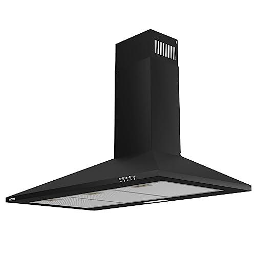 CIARRA CAB9201A Cappa Aspirante 90 cm Classe A - Illuminazione LED-370m³/h- Riciclaggio o Evacuazione - Camino estensibile -Nero
