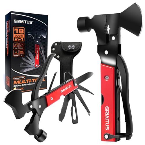 Martello Multifunzione 18 in 1 Multitool Campeggio Accessori Utili, Regalo Uomo, Regalo Festa del Papà Regali Natale per Famiglia Trekking Caccia Sopravvivenza Strumenti di Emergenza