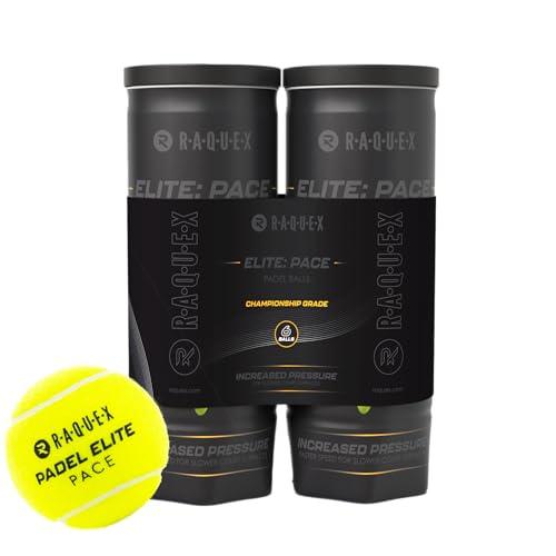 Raquex Palline da padel Elite - 6 Palline - 2 opzioni di velocità, palline da padel Elite, Standard Speed. Elite: Pace Padel Pro per un gioco più veloce
