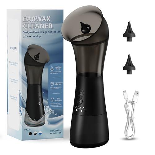 Pulitore Auricolare Elettrico per Rimozione Cerume, Pulisci Orecchie Kit Pulitore Orecchie con Testine di Ricambio, Impermeabile Pulire Orecchie, Aspiratore Cerume Orecchie con 4 Modalità (Nero)