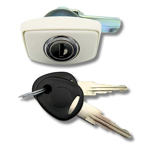 Generico Serratura per Camper e Roulotte FAP - Ideale per Gavone e Sportello Gas - 38x56 mm - Bianco con Cilindro FAP New System e 2 Chiavi Incluse - Ricambio per Caravan e Accessori Camper