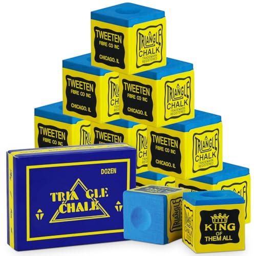 flintronic 12 Pezzi Gessetti da Biliardo, Gessetti da Biliardo e Snooker Professionale, Gessetto Biliardi Antiscivolo, Accessori per Tavolo da Biliardi per Appassionati e Professionisti(Blu)