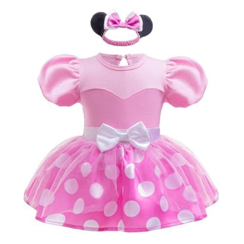 Lito Angels Vestito Costume da Principessa Minnie Body Tutina con Fascia per Bimba Taglia 9-12 mesi