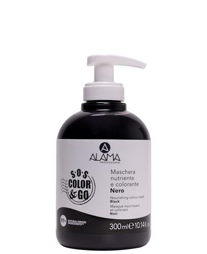 Alama Professional S.O.S Color&Go Maschera Colorata Nera, Nutriente, Ravvivante, Riflessante e Tonalizzante per Capelli Naturali, Colorati e Con Mèches, 300 ml