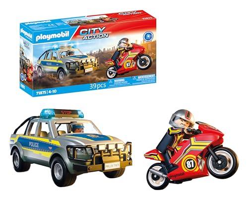 PLAYMOBIL Police Pick-Up Truck Pursuit Set da gioco con statuine, Inseguimento