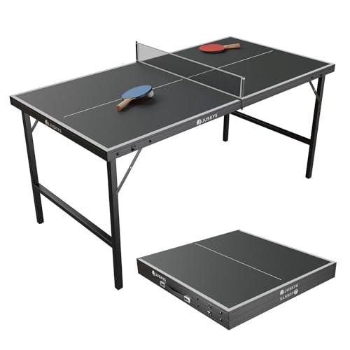 Juskys tavolino da ping-pong Flexi con accessori – Piccolo e pieghevole – Gioco da interno per casa e in viaggio – Set da ping-pong – Nero