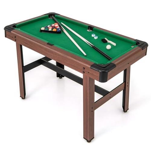 COSTWAY Tavolo da Biliardo, Tavolo da Gioco Biliardo in Legno con Set di Palline 2 Steccette 2 Gessi Triangolo Spazzola, Mini Tavolo da Biliardo per Sala Giochi bar Palestra, 122x61x76 cm (Verde)
