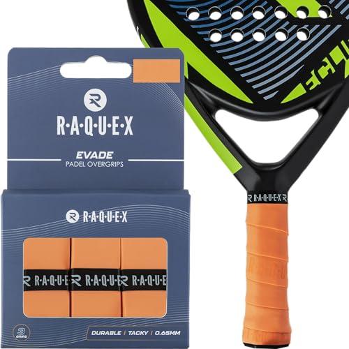 Nastro overgrip per racchette da padel Raquex Evade, Arancione, confezione da 3 nastri overgrip, spessore 0,65 mm, assorbente, leggermente appiccicoso e antiscivolo per racchette da padel o pickleball